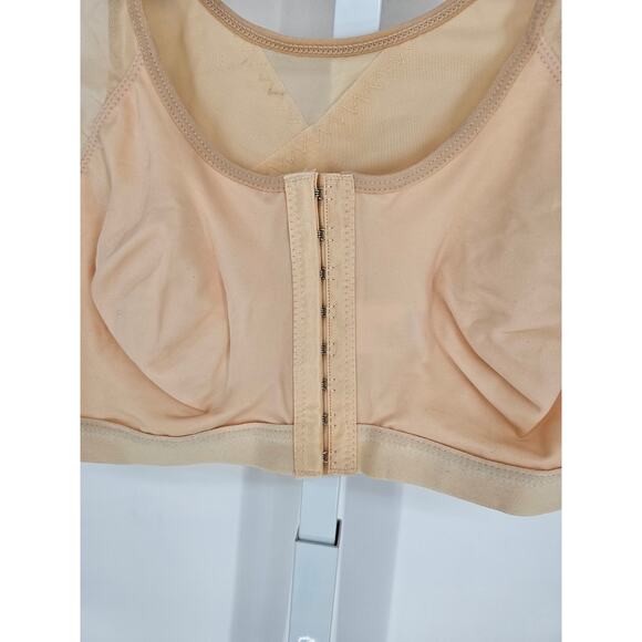 Womens Sz 4XL Front Clasp Minimizer Bra Full Coverage Beige - Picture 2 of 4